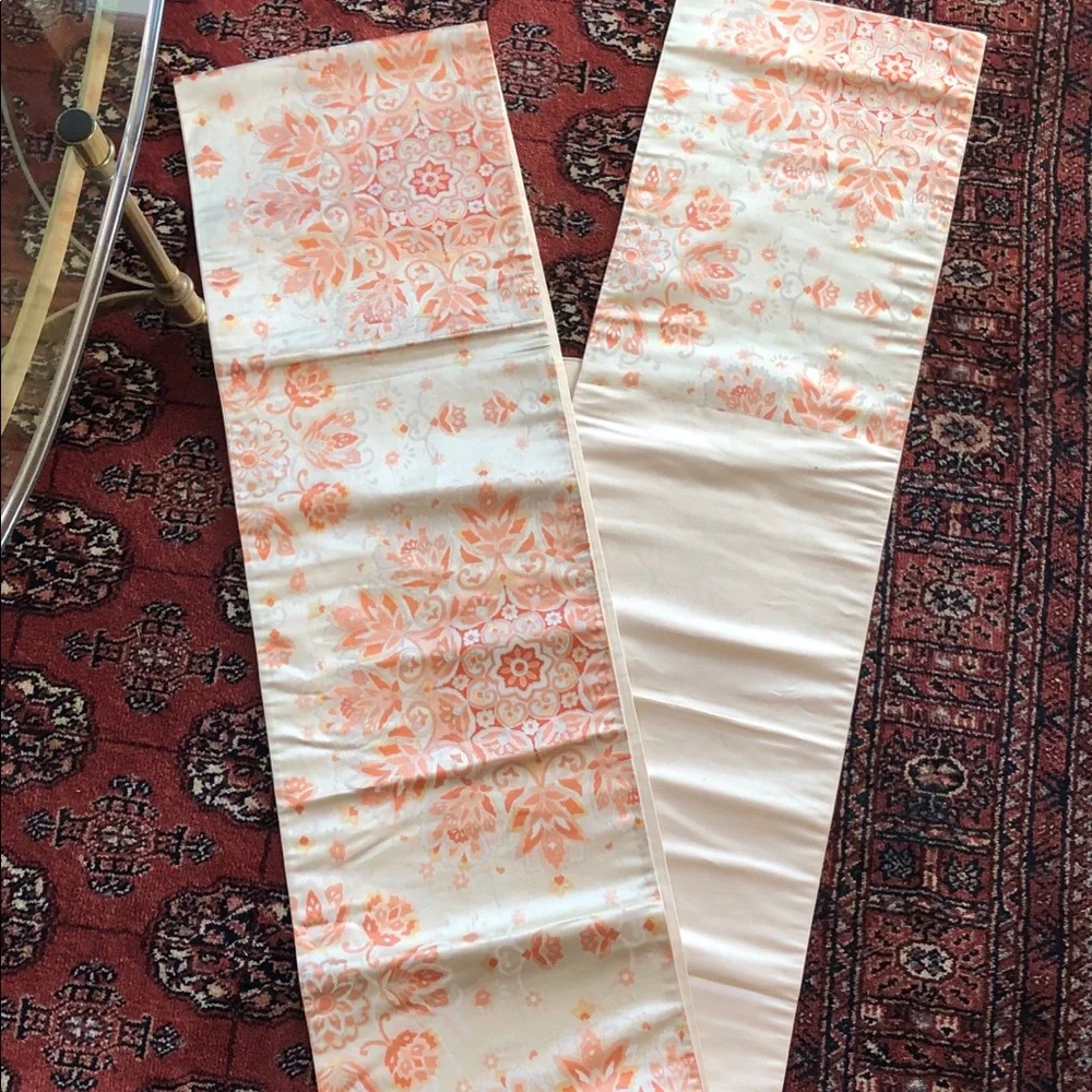 14 FOOT Table Runner 12” Wide Peach Floral‎ Satin